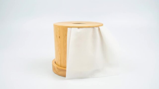 Wooden tissue box with white tissue
