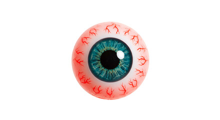 Isolated Glowing Bloodshot Eyeball with Blue Iris on Dark Background