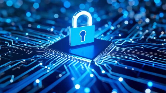 Abstract circuit board with lock graphic