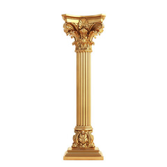 Ornate Golden Column on White Backdrop Displaying Architectural Beauty