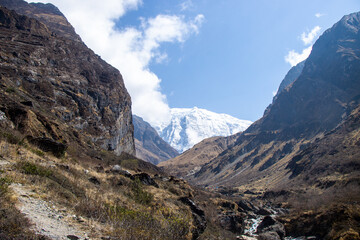 mountain landscape in the Himalayas. Annapurna mountain range in Nepal