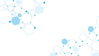 Science network pattern blue Hexagonal abstract background. Big Data Visualization structure elements . Health care and science medical pattern innovation. Template design with concept Dots and lines.