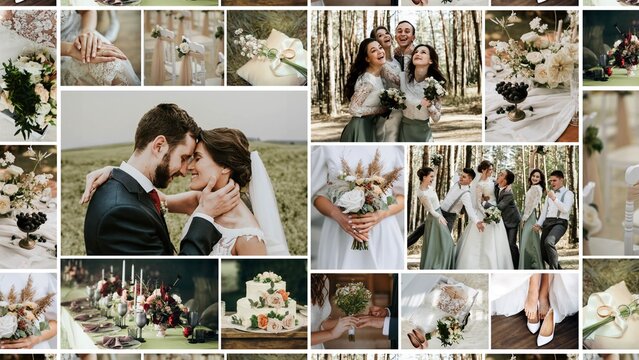 Wedding Video Mosaic Photo Collage Video Template & Photo Grid Layout