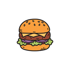 Pixel Art Cheeseburger with Red Onion and Lettuce on Transparent Background