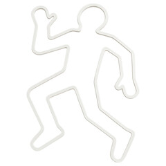 Crime scene chalk outline stencil in white plastic