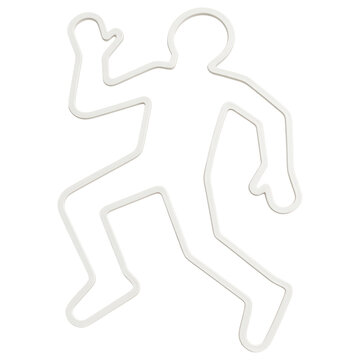 Crime scene chalk outline stencil in white plastic