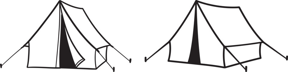 Two a frame tents silhouette