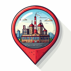 Factory Location Pinpoint Industrial Plant within Map Pointer Graphic