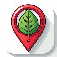 Location pin with a leaf inside, symbolizing nature or eco-friendly places