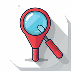 Vibrant red magnifying glass illustration with a clean, modern design representing search, discovery, and detailed examination for web interfaces, educational content, and analytical concepts