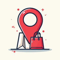 Shop Local A Digital Map Pinpoints Shopping Bags, Encouraging Community Support and Local Business Growth