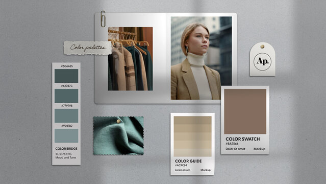 Animated Color Palette Mood Board Mockup Template for Interior Design, Fashion Lookbooks & Moodboard Presentations