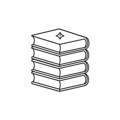 Stack of Books Minimalist Line Art Illustration for Education and Knowledge