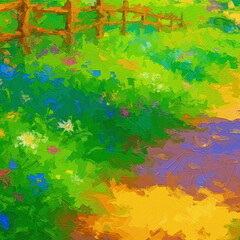 Fototapeta premium Various oil paintings, flowers, chrysanthemums, moons, roses, peonies, butterflies, lakes, villages, forests, waterfalls