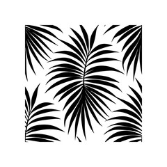 Black palm leaves in a square pattern art silhouette