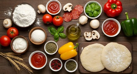 Healthy dinner with fresh vegetables on the grill and Italian pasta with tomato and basil on a white table