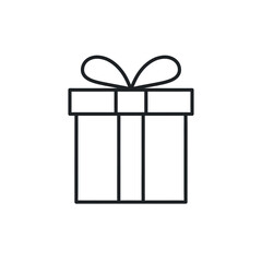 Simple outline of a gift box with a bow, perfect for celebrations and giving presents