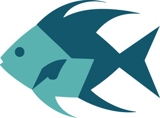 Obraz premium Abstract Flat Fish Shape Marine Creature Icon Isolated Aquatic Art Design