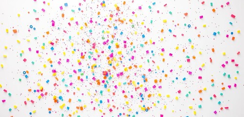 Pastel rainbow confetti explosion on white background,  decoration,  cute