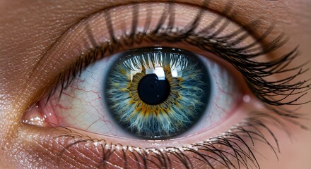 Vibrant Human Eye Close-Up with Multicolor Iris Detail