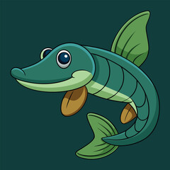 Naklejka premium Alligator Gar Fish Cartoon Vector Illustration Isolated on White Background