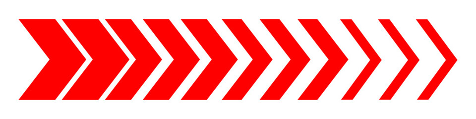 Dynamic moving red arrow symbol. Arrow road sign, arrow dynamic symbol, speed sideways arrow icon striped direction fast arrows symbols.	