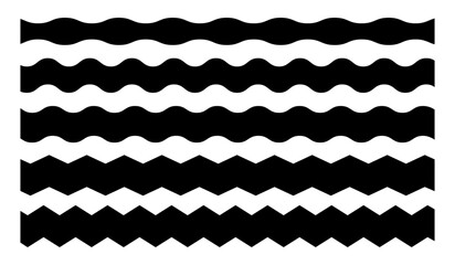 Scallop border edge seamless set. Divider vector element. Scalloped borders and dividers. Simple scalloped border.