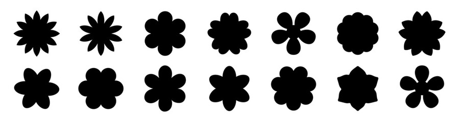 Flower vector set. Black Flower plants sign collection. Beautiful symbol. vector illustration.