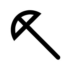 Illustration of a black pickaxe, a tool used for mining, excavation, and breaking rocks, symbolizing hard work and determination