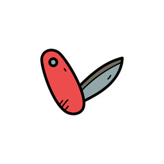 Red Pocket Knife Cartoon Illustration with Transparent Background for Creative Projects and Design Elements