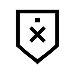 Vector art of shield icon with a cross and dot, representing protection, security, or a mark, symbol, or logo for various applications