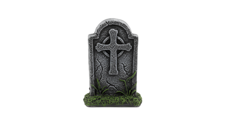 Miniature Gothic Tombstone with Celtic Cross on Dark Background