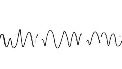 A continuous, irregular dashed squiggly line drawn in black ink on a white background, graphic, line