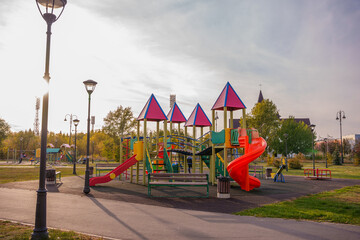 A playground in a park in Tolyatti, Samara Oblast, Russia.