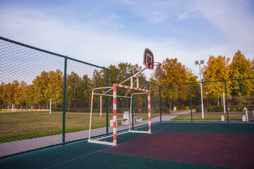 basketball court in an autumn park