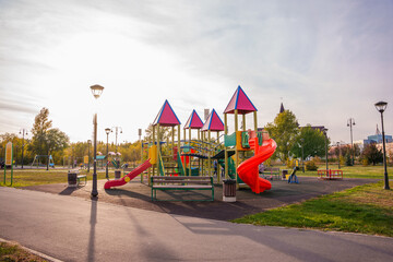 A playground in a park in Tolyatti, Samara Oblast, Russia.