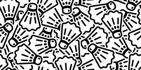 Badminton Seamless pattern shuttlecock racket vector pattern sport cartoon doodle wrapping paper tile background scarf isolated wallpaper illustration graphic
