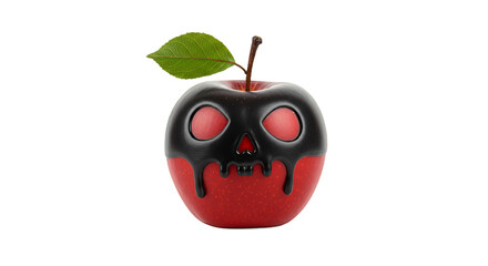 Enchanting Red Apple Coated with Dark Dripping Poison Skull Mask
