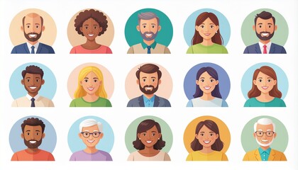 Diverse team avatars showcase inclusivity, perfect for corporate communications and website profiles, fostering connection and trust with a modern touch