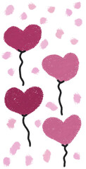 pink heart ballons. Heart Balloons in the Sky hand drawn