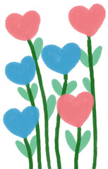 Heart Flowers Whimsical Painted Floral Arrangement