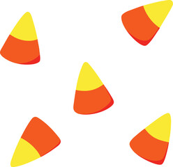 Fototapeta premium Five Candy Corn Halloween Treats Yellow Orange Red