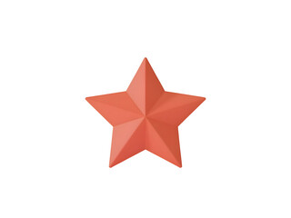 Obraz premium 3D geometric star icon rendered in a coral or terracotta color symbolizing rating, favorite, or achievement