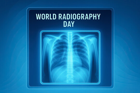 X-ray image of human lungs highlighting importance of World Radiography Day celebration