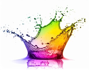 colorful water splash in vibrant shades of green, purple, yellow, and pink