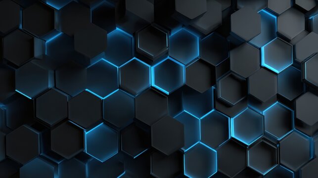 Stunning futuristic geometric background with glowing blue lights, perfect for modern tech designs and dynamic presentations or innovative website layouts