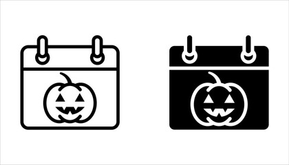 Halloween calendar line icon set, date and holiday, 31st october sign on white background