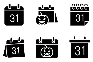 Halloween calendar line icon set, date and holiday, 31st october sign on white background