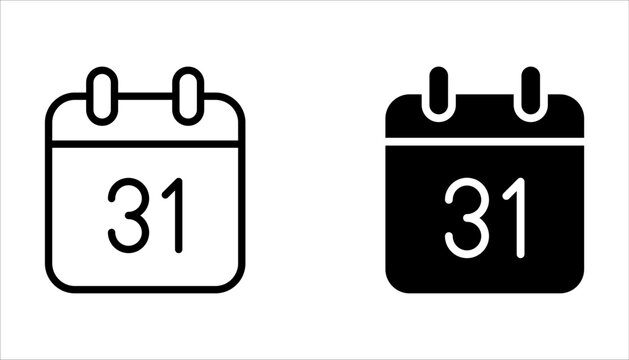 Halloween calendar line icon set, date and holiday, 31st october sign on white background