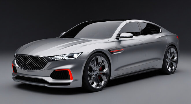 Futuristic electric concept car. Modern luxury vehicle design and automotive technology innovation. 3D render